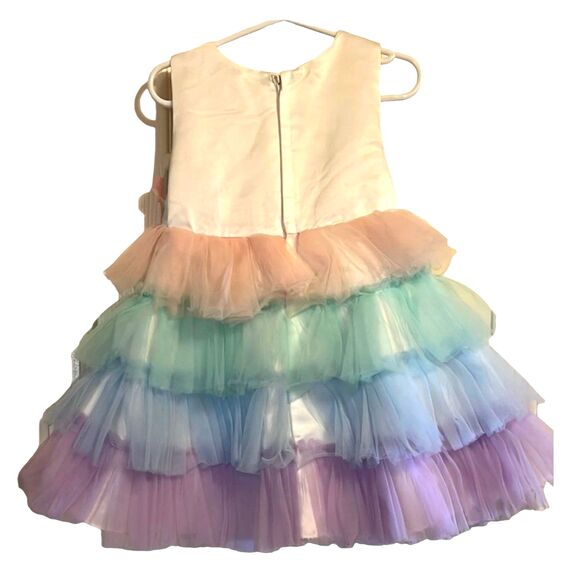 Si Rosa by Hopscotch Rainbow Rosette Dress Toddler Size 90 Tulle - Picture 3 of 8